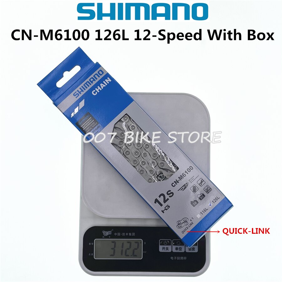 Shimano deoer cn  m6100 kæde 12- speed mountainbike cykel kæde cn -m6100 mtb cykel  m6100 kæder: Cn -m6100 126l boks