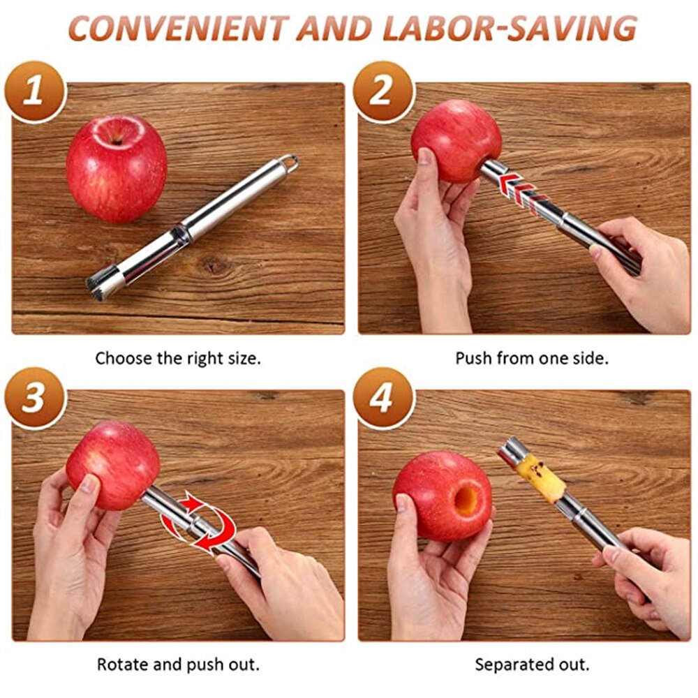 Roestvrijstalen appelboor ontpitter kersenpeer paprika ontpit peper twist fruitkern ontpit keukengereedschap gadget ontpitter