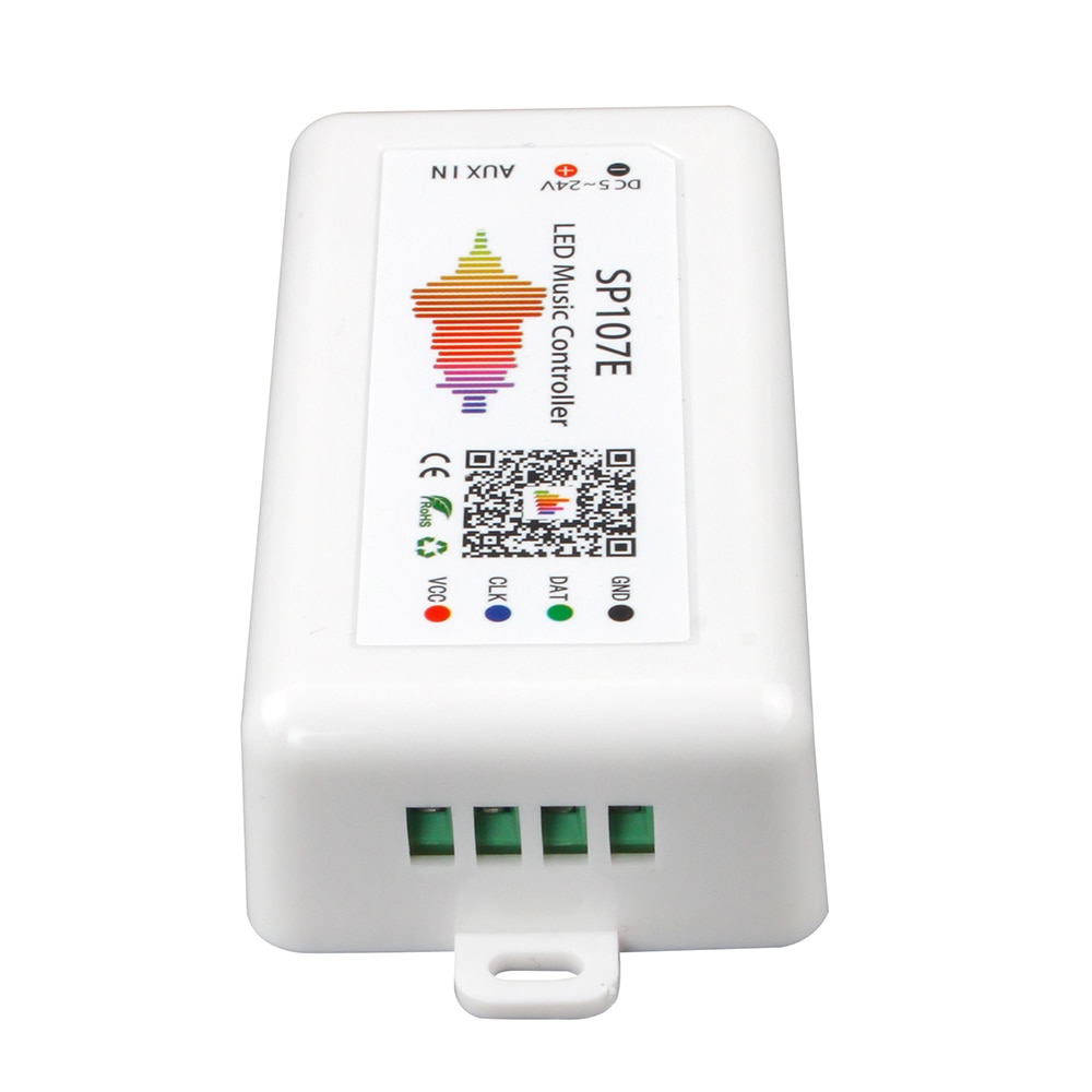 SP107E Bluetooth Led Muziek Controller Full Color Pixel Ic Spi Controller 5-24V Smartphone App Voor WS2812 WS2813 SK6812 Led Strip