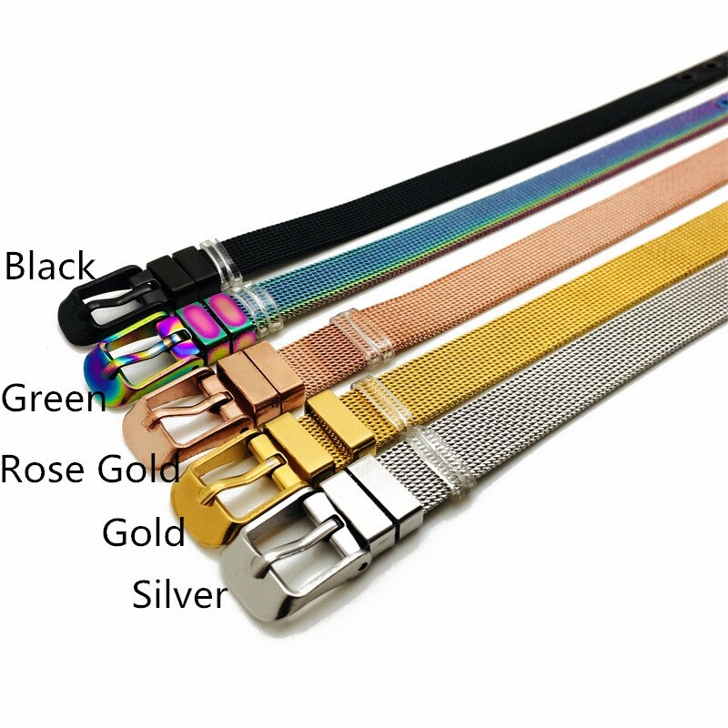 10 pièces, 8*210mm Bracelet en acier inoxydable, 6 couleurs choisir, pour 8mm glissière breloque perle hommes femmes bijoux