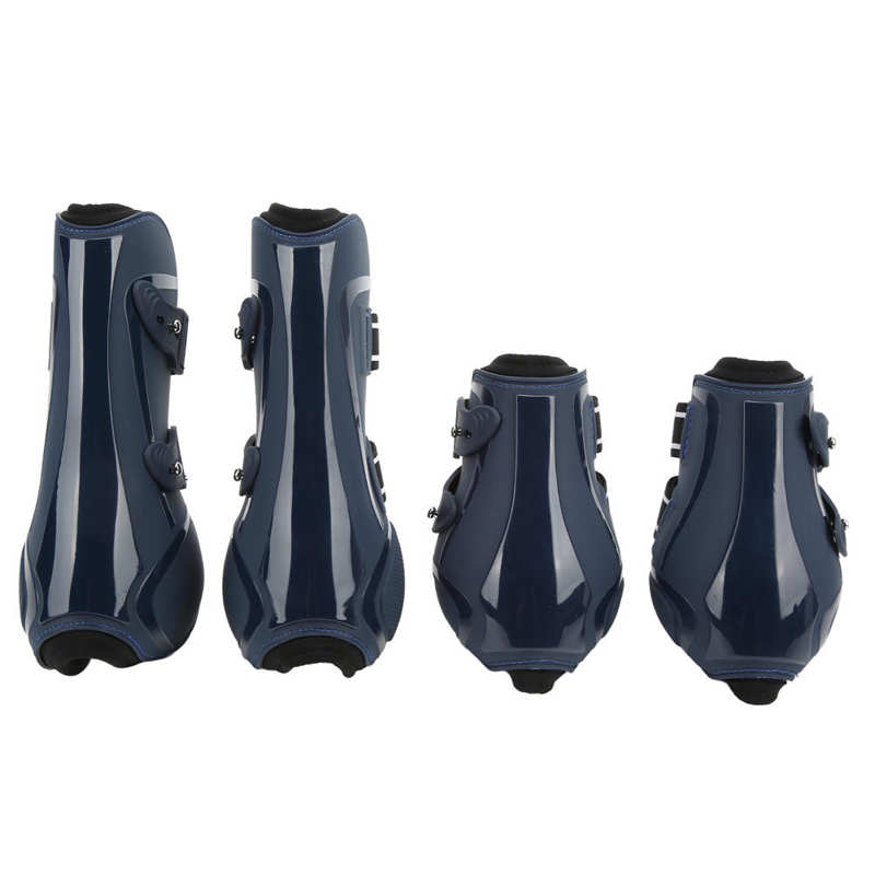 4Pcs Horse Leg Protection Boots PU + Neoprene Thickened Shock Absorbing Horse Leg Boots for Riding: Blue / M
