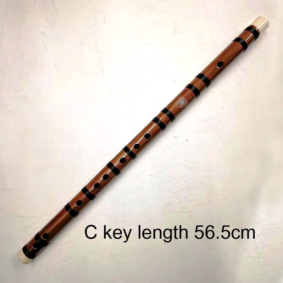 Bambusfløjte med sort linje traditionel kinesisk håndlavet træblæsermusikinstrument forsyning fingersætning diagram: C-tast
