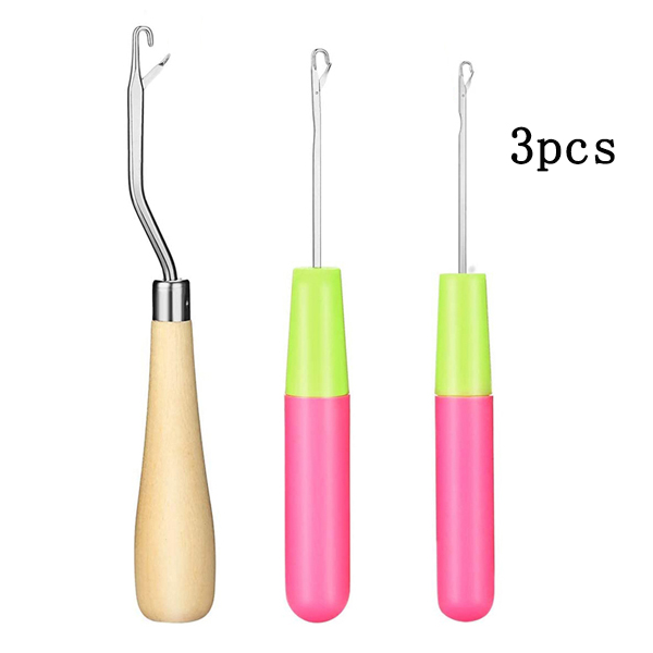 Herramienta de gancho de pestillo, ganchos de agujas de ganchillo, Kit de agujas de gancho de pestillo de plástico, gancho de pestillo doblado para fabricación de alfombras y cabello trenzado de ganchillo, 7/5 Uds.: Amarillo claro