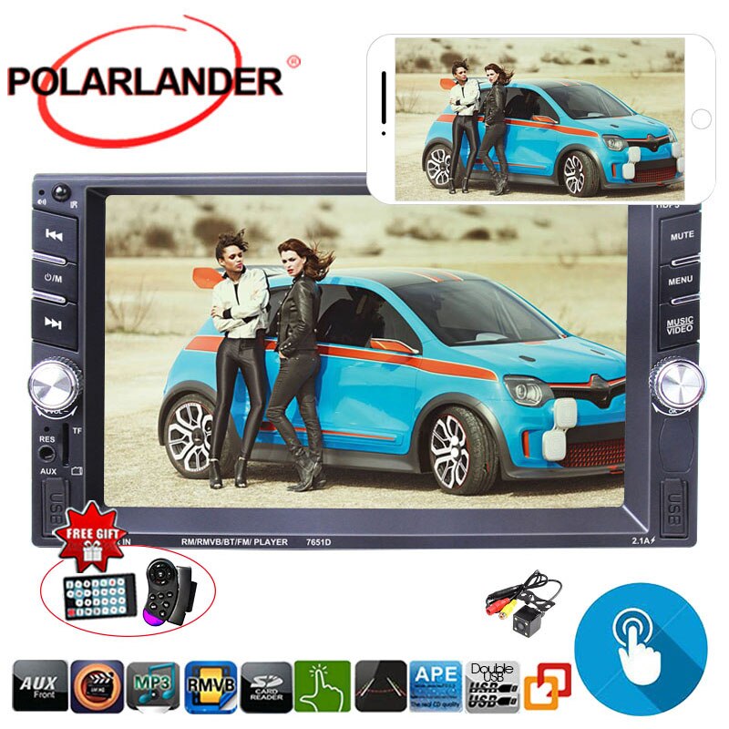 7018b 7 Inch Hd Bluetooth Car Stereo Touch Screen Mp5 Mp4 Display Long Version Ondersteuning Achteraanzicht