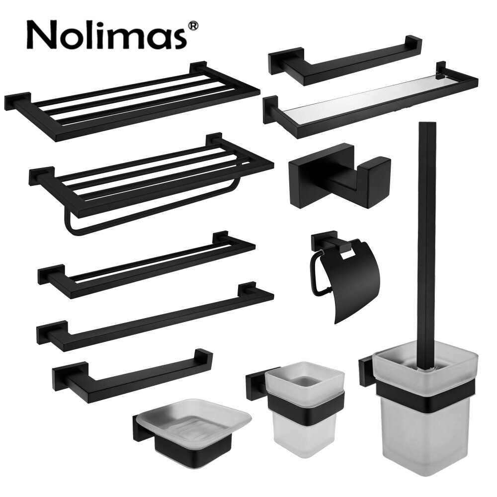 SUS 304 Stainless Steel Bathroom Hardware Set Paper Holder Toilet Brush Holder Towel Bar Bathroom Accessories