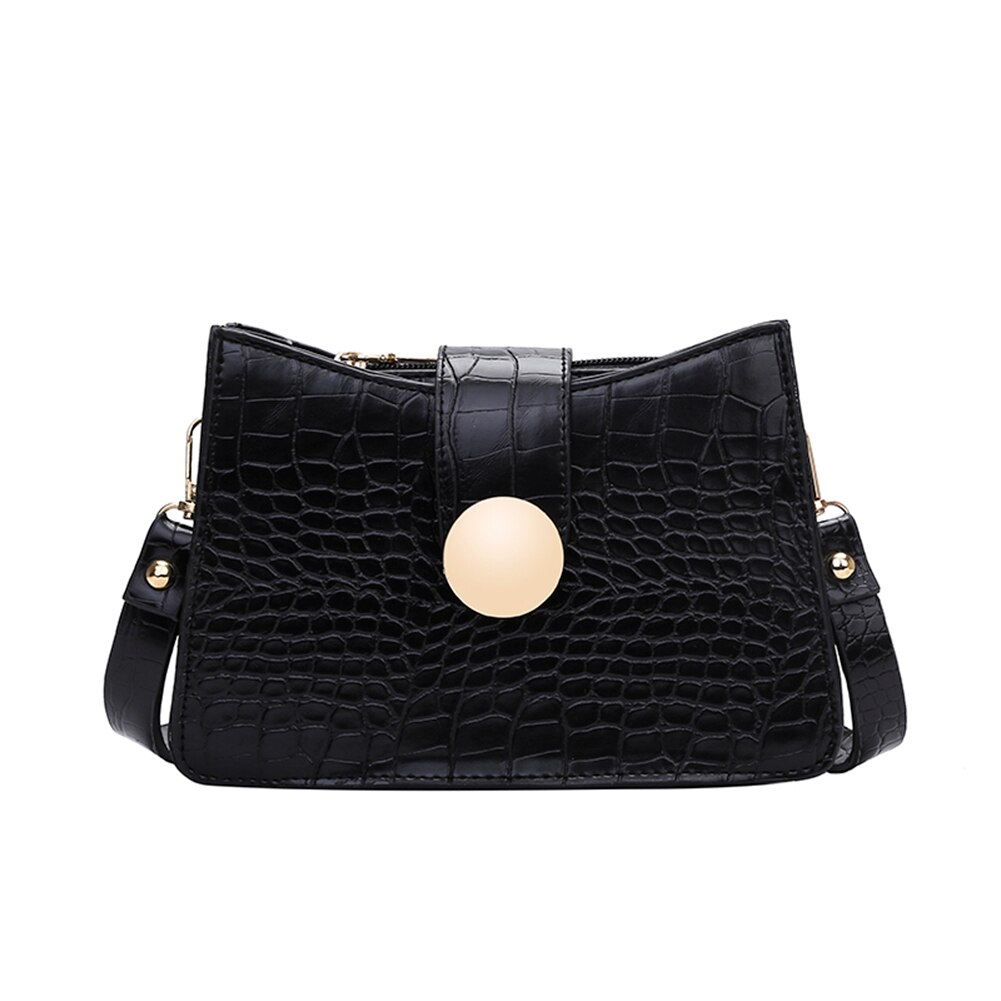 Mini leren crossbody tassen dames ketting alligator patroon schoudertas jeugd dames kleine vierkante tas: Zwart