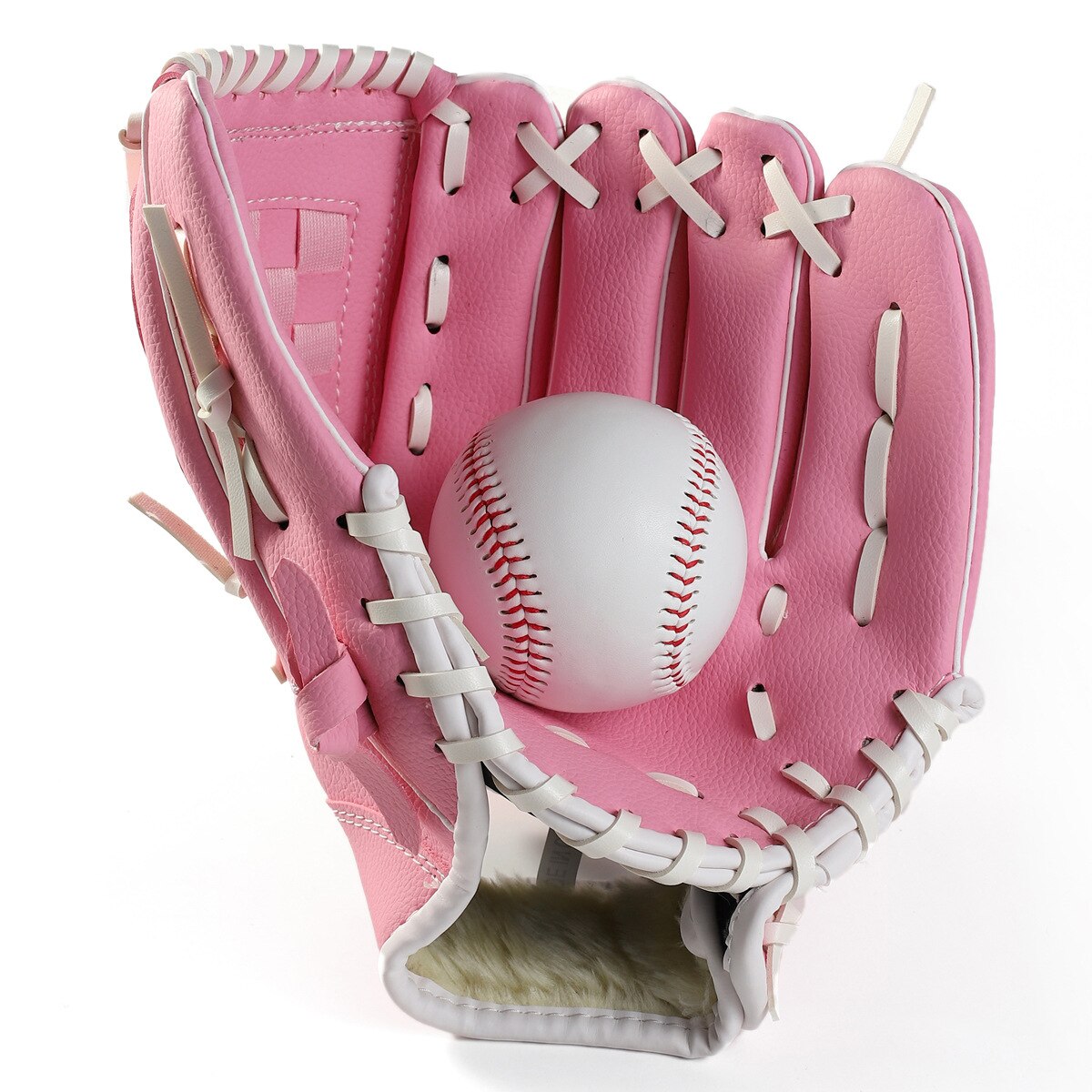 Mannen Baseball Training Handschoen Kids Lederen Honkbal Praktijk Baseball Handschoen Catcher Jeugd Softbal Beisbolera Sportkleding BJ50ST: Roze / 11.5 inches