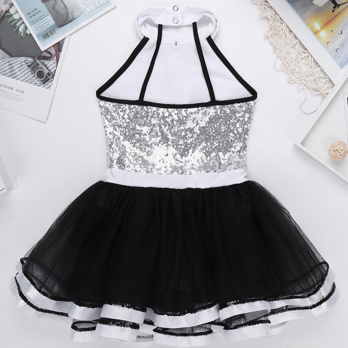 Kids Girls Sequins Leotards Gymnastics Ballet Tutu Dress Modern Lyrical Dancing Costume Girls Ballerina Dance Wear