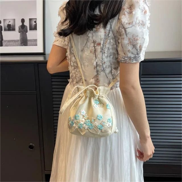 Bolsos de hombro pequeños a la para mujer, bolsos de playa de paja con cordón, bolsos con bordado de flores, bolsos cruzados de encaje para viaje