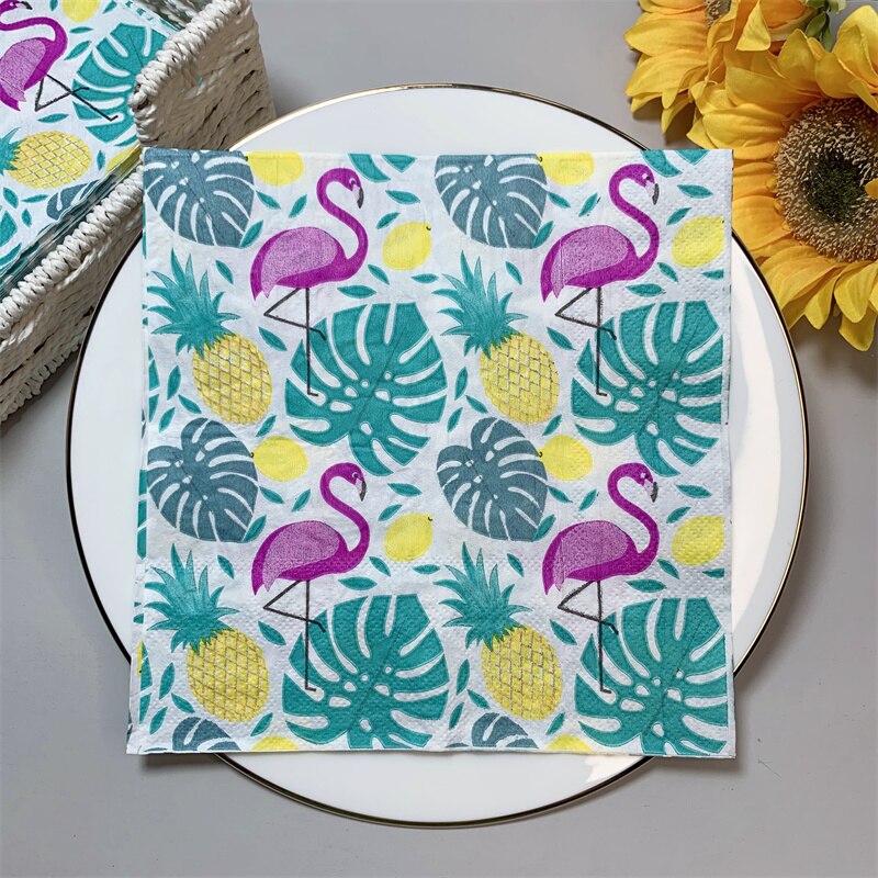 20 Stks/pak Flamingo Tafel Decoupage Papier Servetten Zomer Servet Papieren Tissue Voor Wedding Party Supplies: L