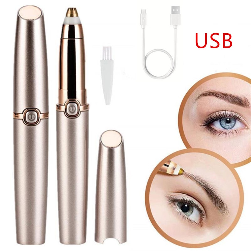 USB Rechargable Protable Mini Electric Eyebrow Trimmer Lip Face Facial Hair Razor Epilator Pen Hair Remover Eyebrow Shaver