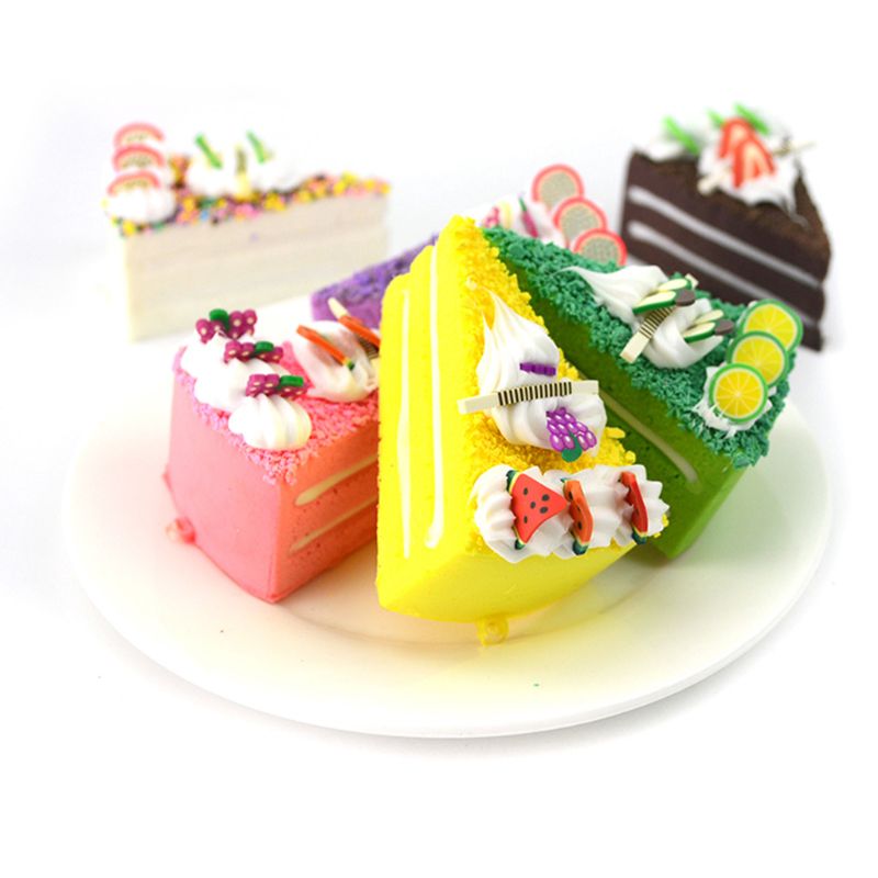 6pcs Realistic Artificial Triangle Cake Bakery Window Food Display Photo Prop H4GD