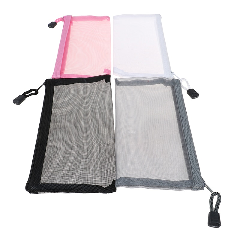 Transparent Mesh Pencil Case Office Student Pencil Cases Nylon Pen Bag School Stationery Supplies for Kid Student