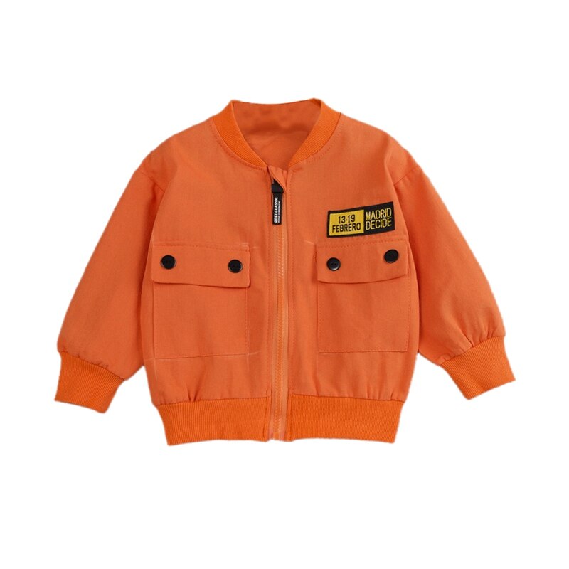 Jw-Lente Herfst Baby Boy Bovenkleding Cartoon Print Casual Rits Sweatshirt Kids Outfits Tops: Orange / 110