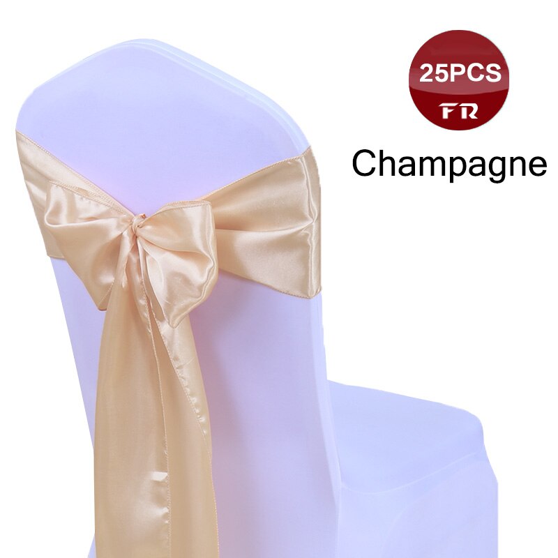 GRATIS 25 stk/partij Stoel Sjerpen Bow Tie 7 &quot;X 108&quot; Bruiloft Stoel Satijnen Sjerpen Gold Cover Bruiloft decor Party Banquet Venue: Champagne