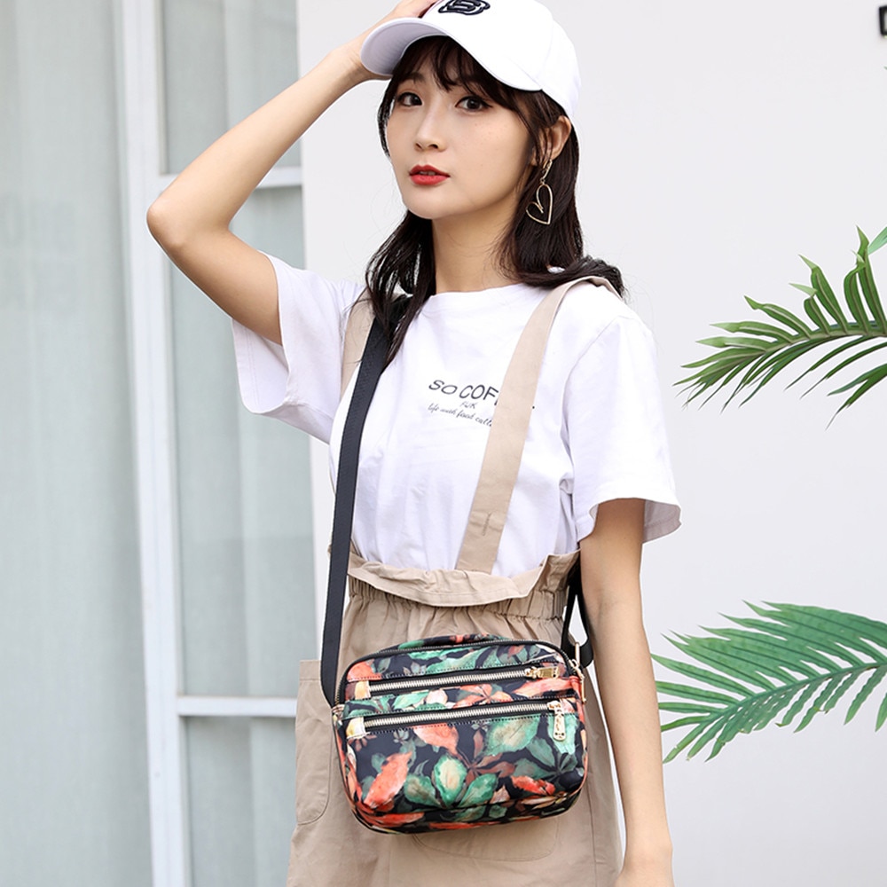 Mini Floral Shoulder Bag Women Nylon Waterproof Soft Zipper Crossbody Versatile Purses And Handbags Bolsa Feminina Sac