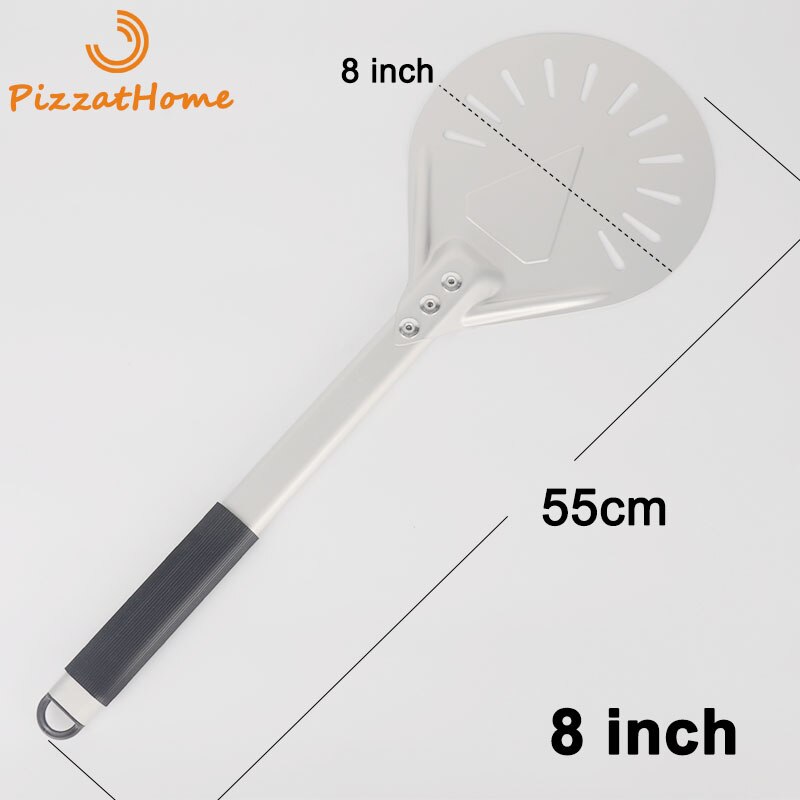 Pizzathome 7/ 8/ 9 tommer pizza skovl perforeret pizza drejning skræl aluminium pizza skræl padle kort pizza værktøj skridsikkert håndtag: 8 tommer pizza skræl