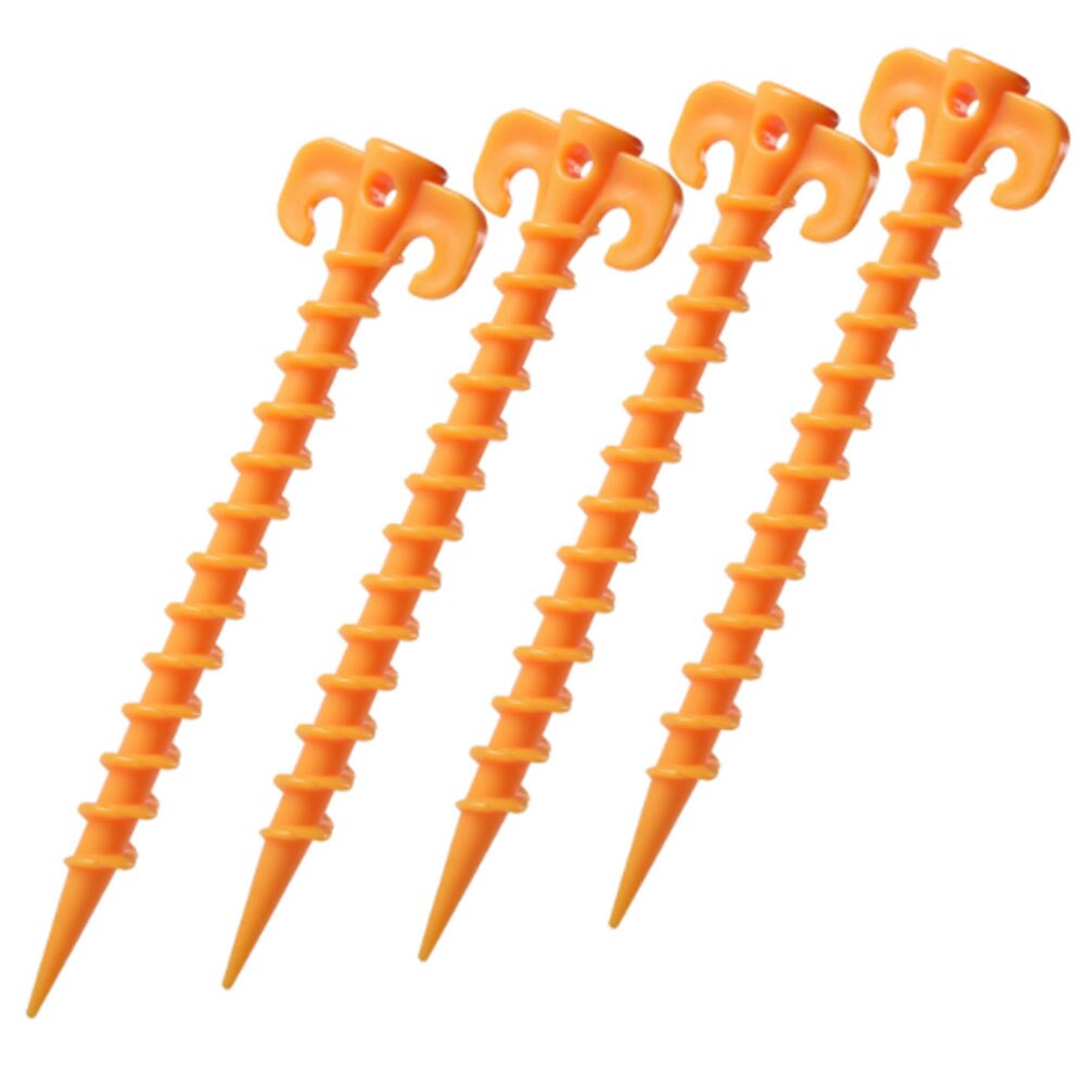 Ganchos para carpa de plástico, accesorios para carpas de acampada, clavos de soporte para el suelo, refugio de anclaje de tornillo, 10 Uds.
