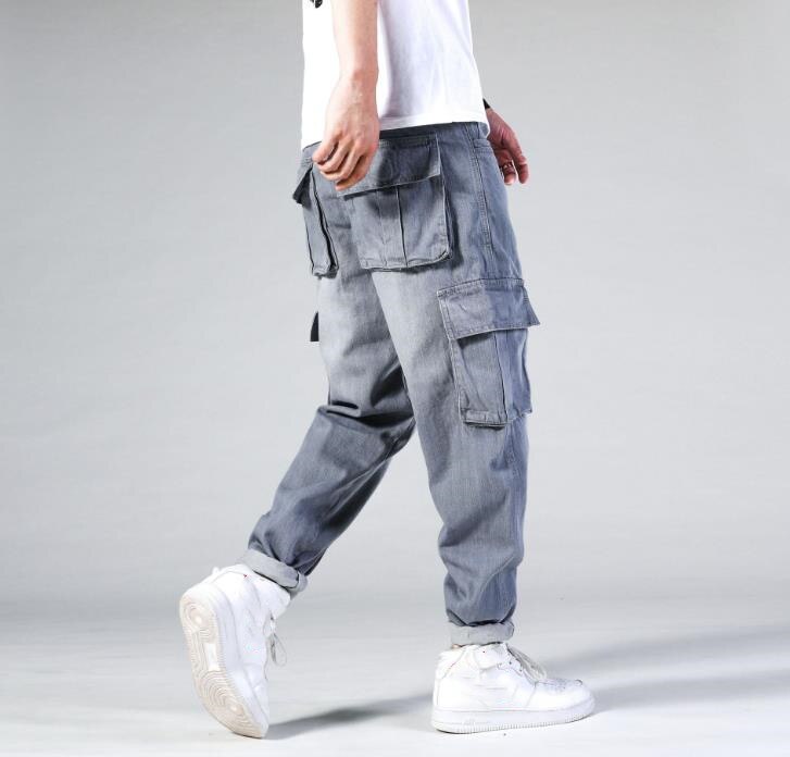Hip Hop Men Jeans Baggy Skateboard Trousers Hiphop Loose Men Boys Multi-pocket Denim Rap pants men's Four Seasons Plus Size 44