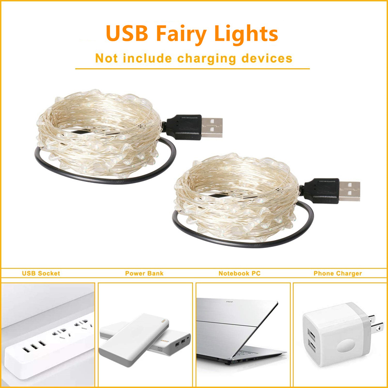 USB LED Lichterketten Kupferdraht Schnur 20m 200led Outdoor Lampe Girlande für Weihnachts baum Hochzeits feier Dekoration