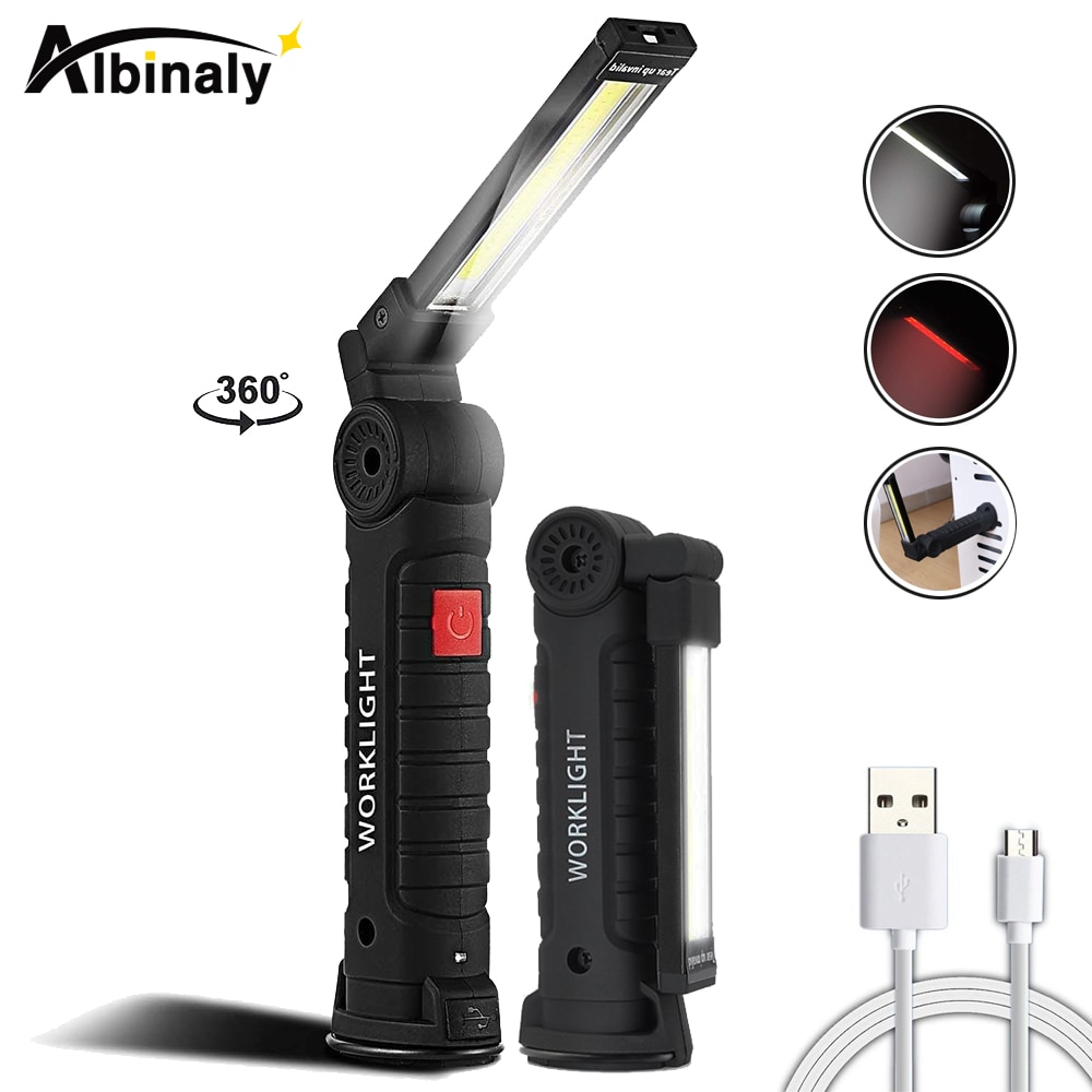 COB LED zaklamp Werk licht USB oplaadbare Inspectie Licht 5 modi Staart magneet Opknoping fakkel lamp 2 maten waterdicht