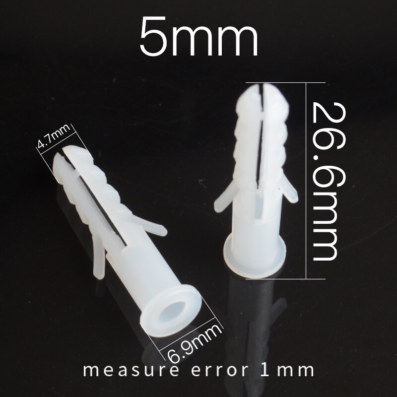 White Sleeve Nylon Screw Bolts Plastic Plug Expansion Tube 5mm 6mm 8mm 10mm: 5mm 20pcs