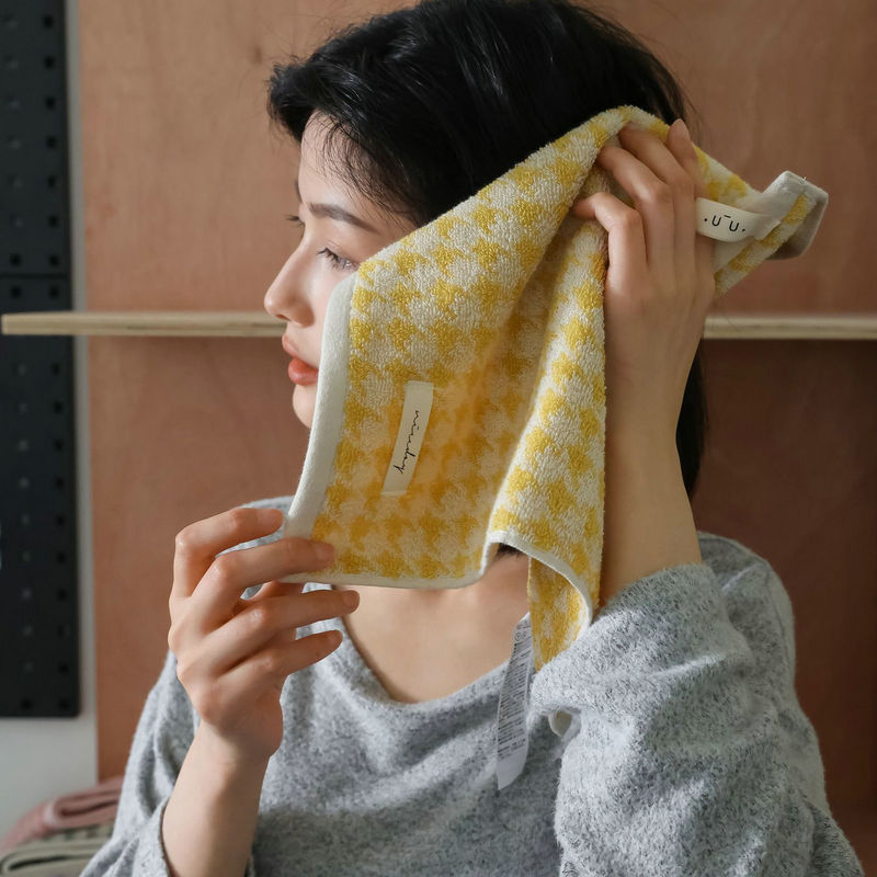 Classic Houndstooth Plaid Towel 100% Cotton Bath Face Hand Square Towel Sets Super Soft Absorbent Bathroom Home Travel Towels