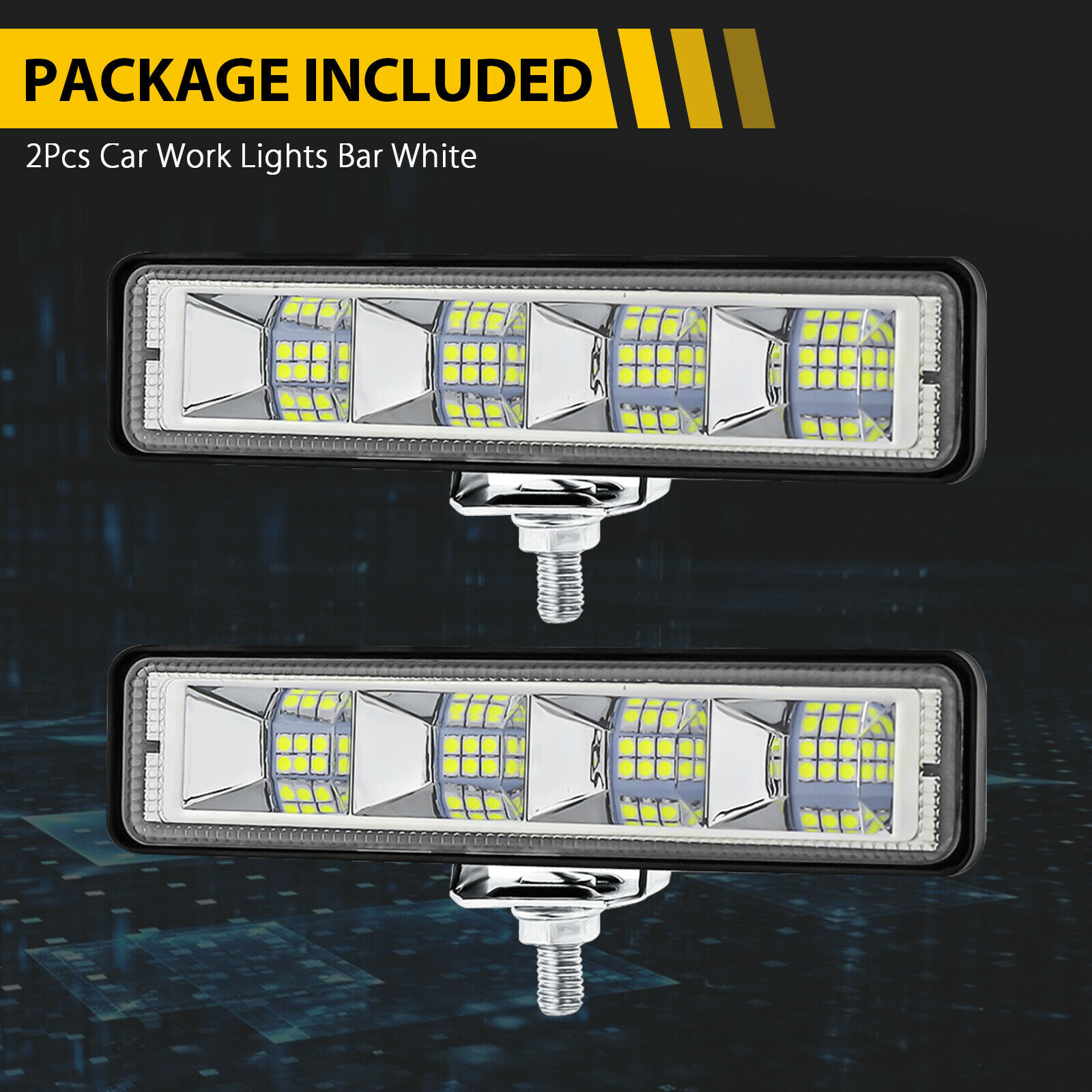Barra de luz LED de trabajo para coche, 2 uds., 72W, 4x4, 24 LED, barra de luz de trabajo, excavadora, 12-60V, haz combinado para todoterreno, SUV, ATV, Tractor, barco, camiones
