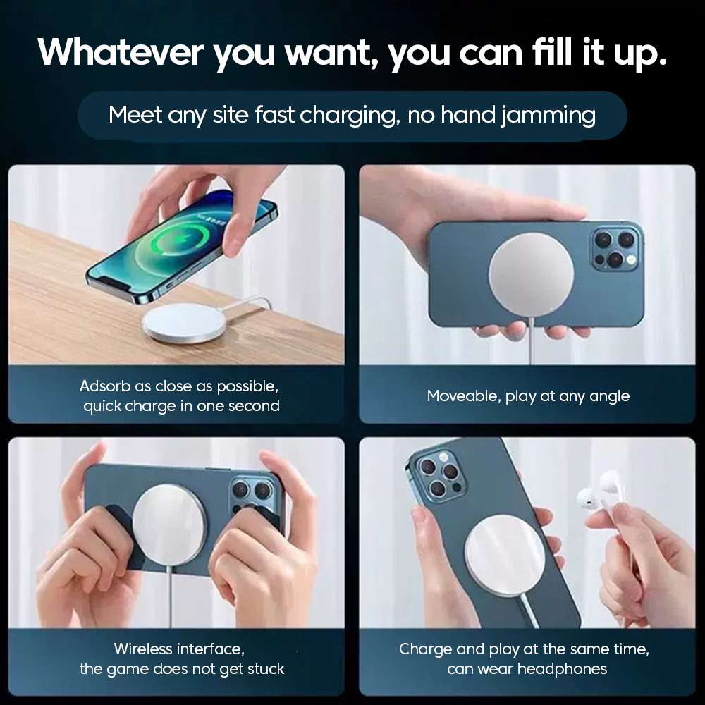 15W Magnetic Wireless Chargers For iPhone 16 15 14 13 12 11 Pro Max 1m Fast Charging Qi Wireless Pad For Airpods Charger Adapter