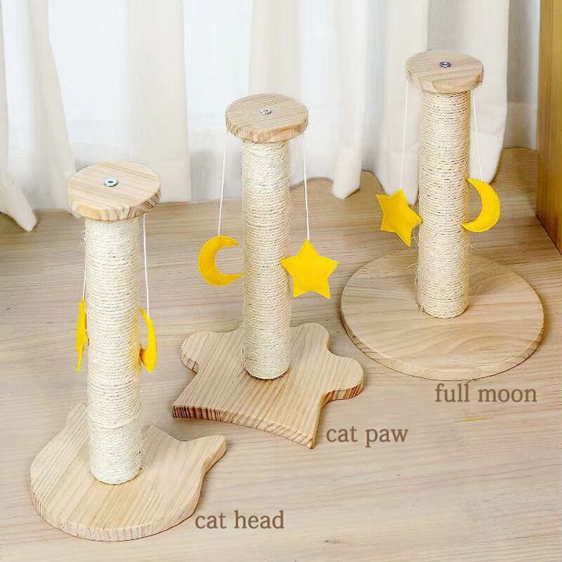 Cat Climb Column Star Month Sisal Wood Cat Climbing Frame Wear-resisting Grind Claw Vertical Protect Furniture Cats Toy