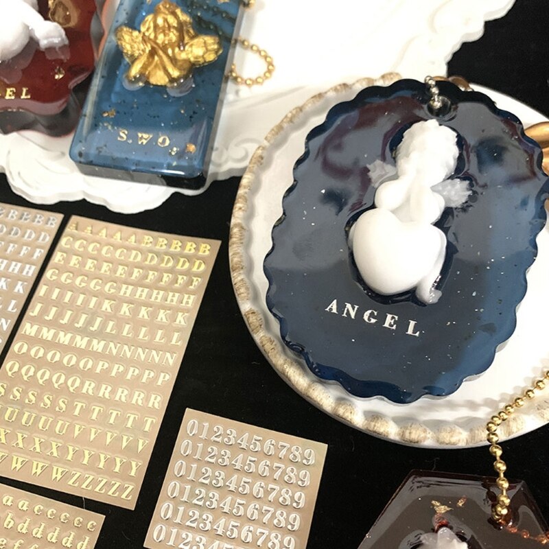 5 Pcs 3mm Alphabet Letters Chunky Glitter Epoxy Resin Decorative Stickers Engkish Letters Numbers UV Epoxy Resin Fillings