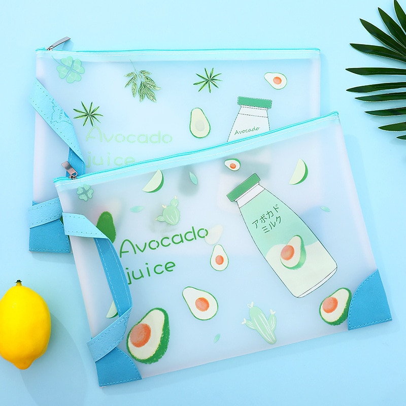 1 Uds. A4 A5 aguacate cremallera TPU impermeable carpeta de archivos de papel libro lápiz estuche de bolígrafo bolsa para documentos para oficina suministros para estudiantes