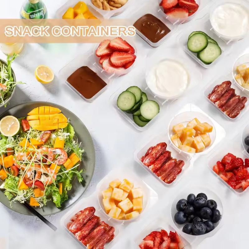 5/10/20PCS Dubbele Compartiment Kruiden Container met Deksel Draagbare Compartiment Snack Container Saus Bemonstering picknick Reizen