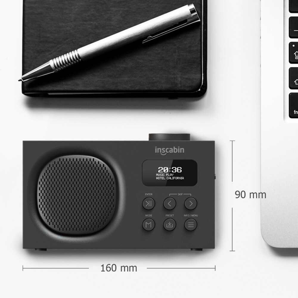 Inscabin P2/P9 Portable DAB/DAB+ FM Digital Radio/Wireless Speaker with Bluetooth/Dual Alarm Clock/Rechargable Battery