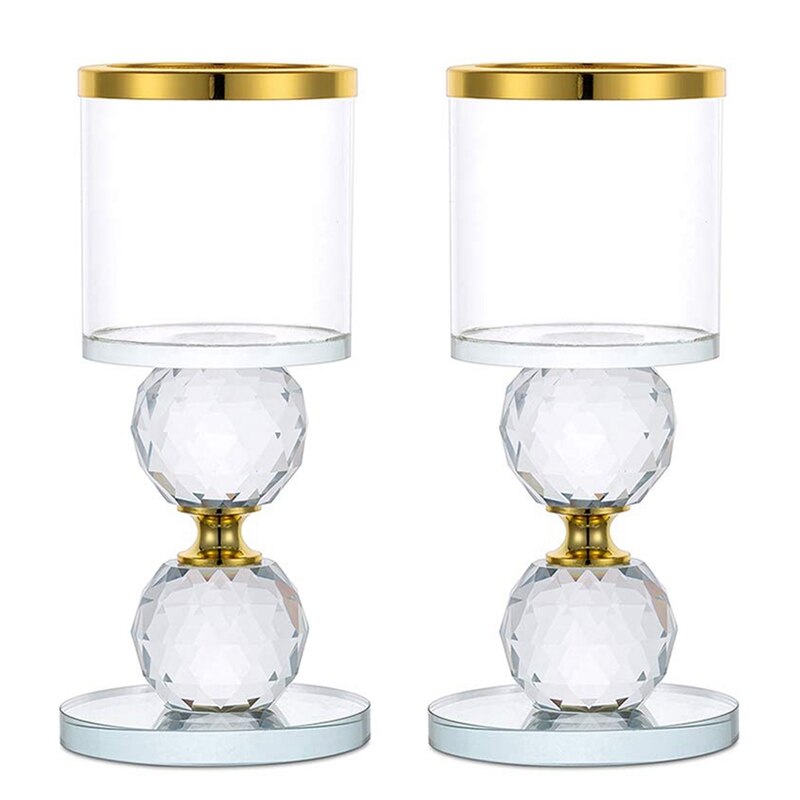 Crystal Pillar Candle Holder Glass Candle Holder Tealight Holder Candlesticks Holder For Pillar Candle For Table Decor: green