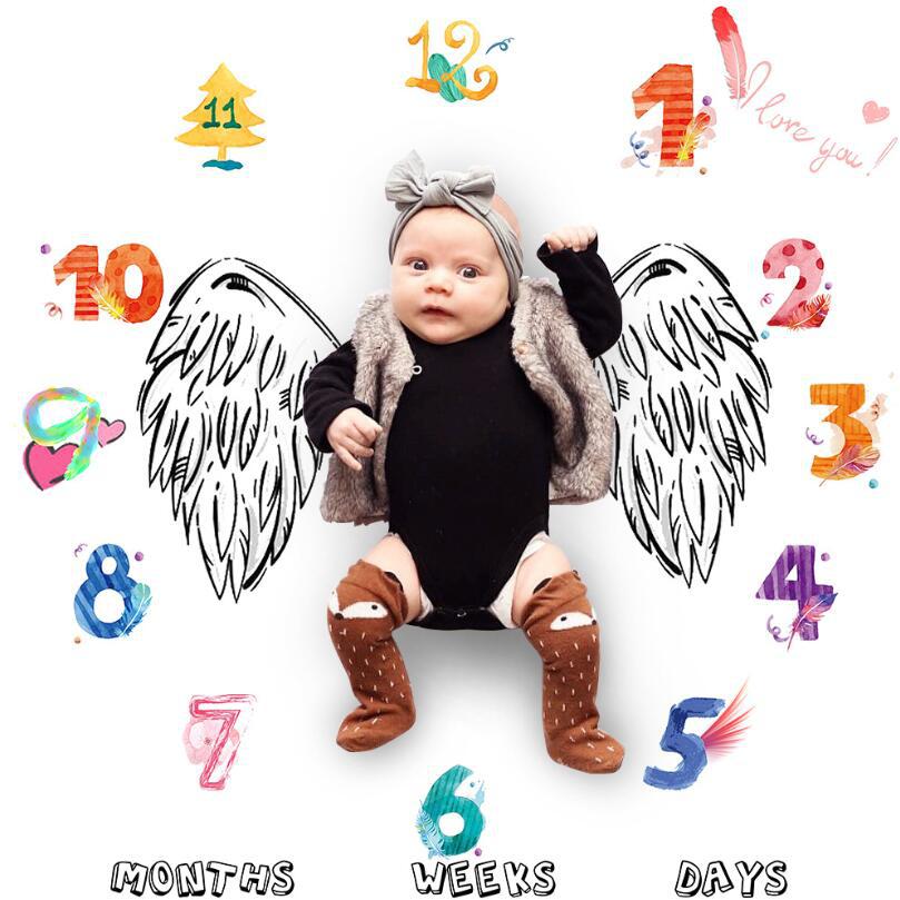 100*100 Cm Cartoon Baby Milestone Foto Props Achtergrond Dekens Spelen Matten Achtergrond Doek Kalender Foto Accessoires: 5