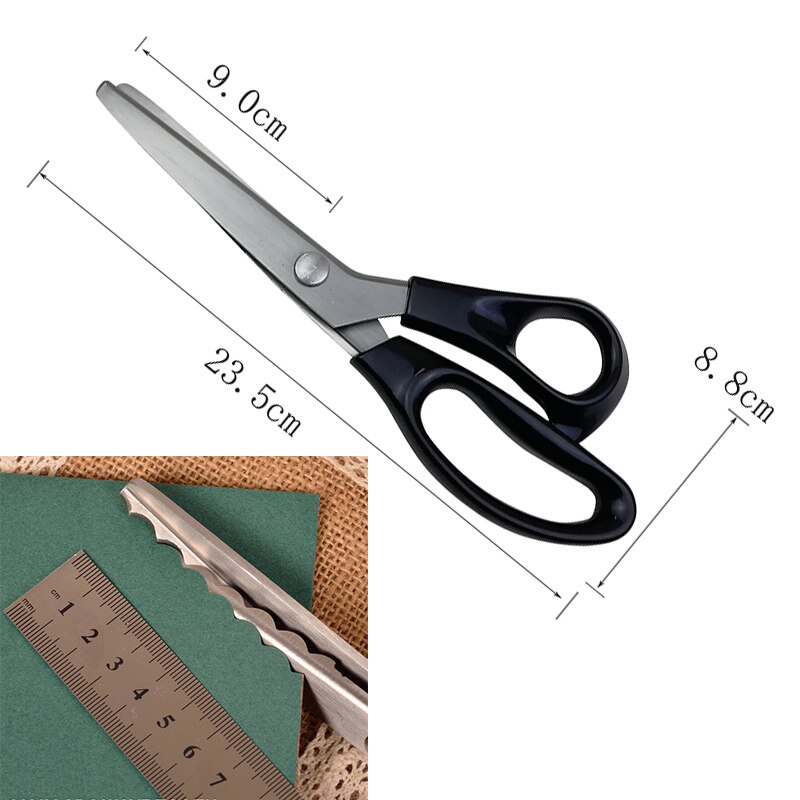 23.5cm Zig Zag Sewing Cut Dressmaking Tailor Shear Pinking Scissor Leather Craft Fabric Upholstery Tool Textile: Blue