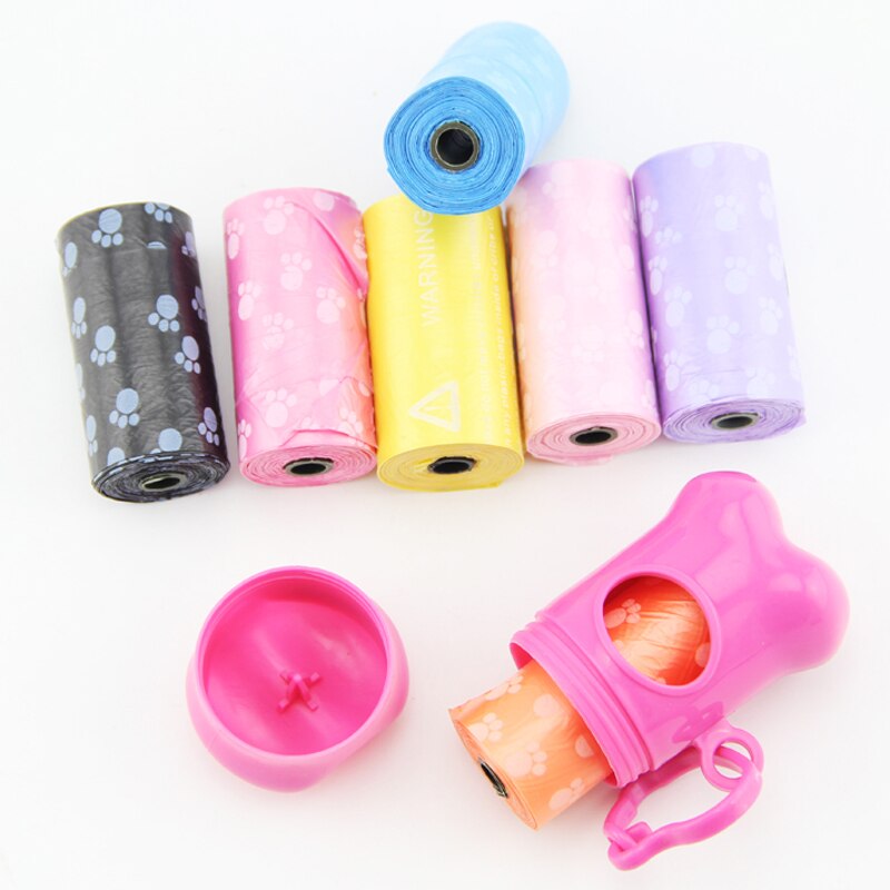 Saco de cocô para cachorro 1 rolo, dispensador de osso para animais de estimação, saco de limpeza, bolsas de caca de perro cachorro bolsa dispensador