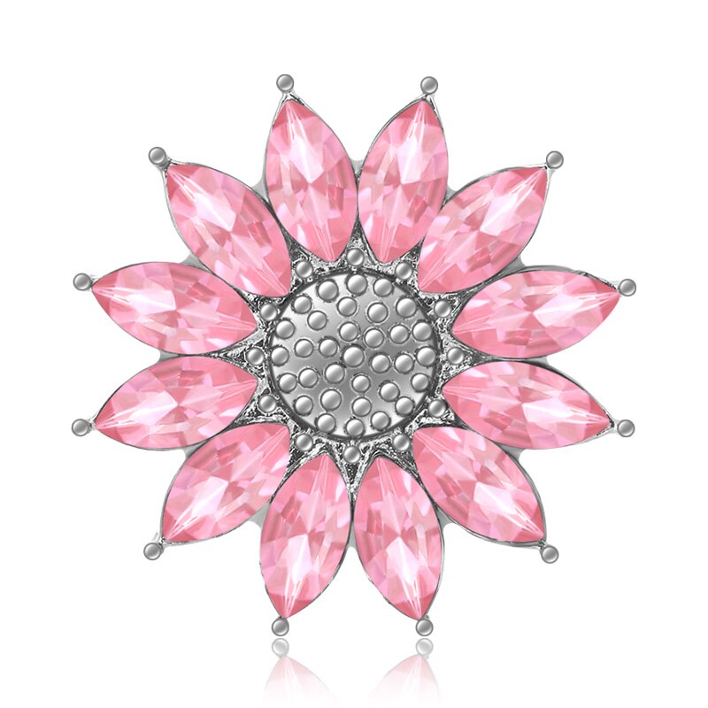 KZ3633 Schoonheid Strass Bloem Stijl Zonnebloem 18Mm Snap Knoppen Fit 18Mm Snap Armband Snap Sieraden: Pink