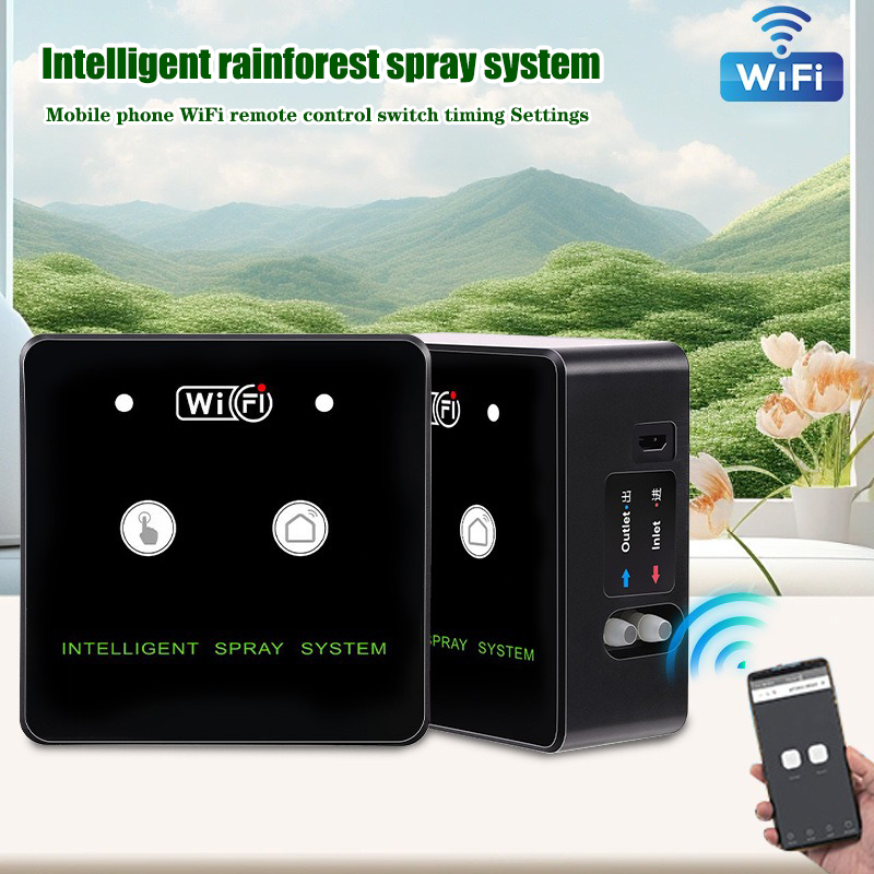 Pulverizador de selva tropical, Control WiFi, niebla automática, sistema de pulverización de sincronización de selva tropical, Kit de temporizador de riego, pulverizador para reptiles, humidificador