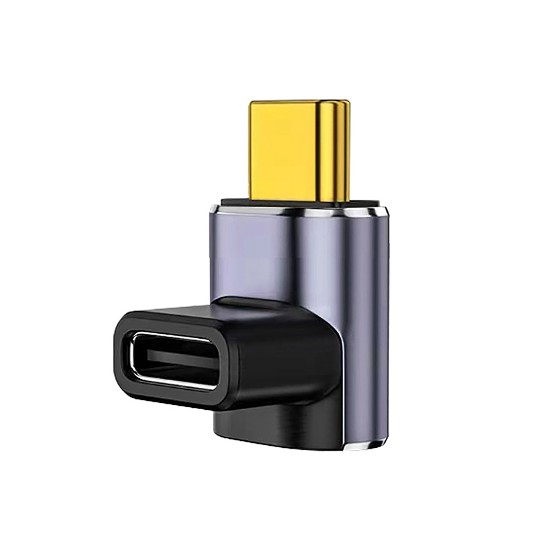 1PC USB Type-C Adapter 90 Degree Quick Charge Converter Male To Female PD Data Transfer for Macbook 40Gbps High Speed Adapter: Silver