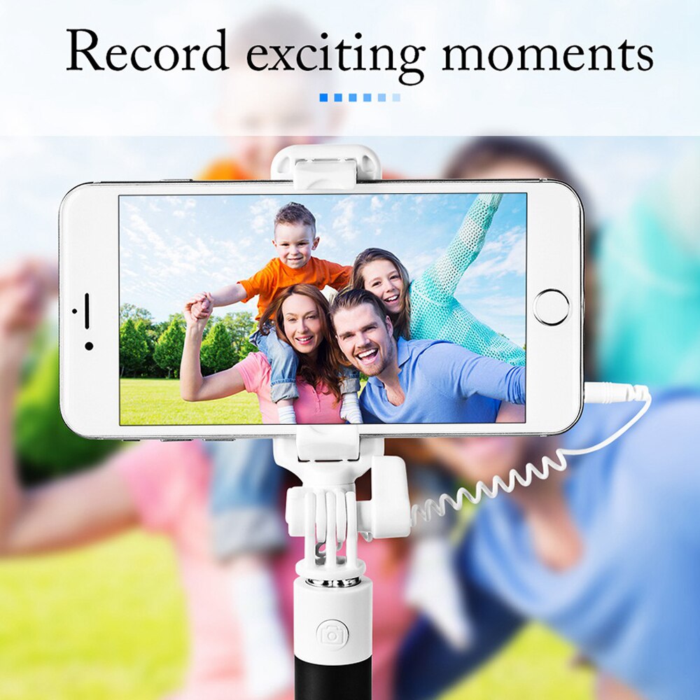 Universele Mini Selfie Stick Met Button Wired Siliconen Handvat Monopod Voor iPhone XR X XS MAX Xiaomi Huawei Samsung Selfie sticks