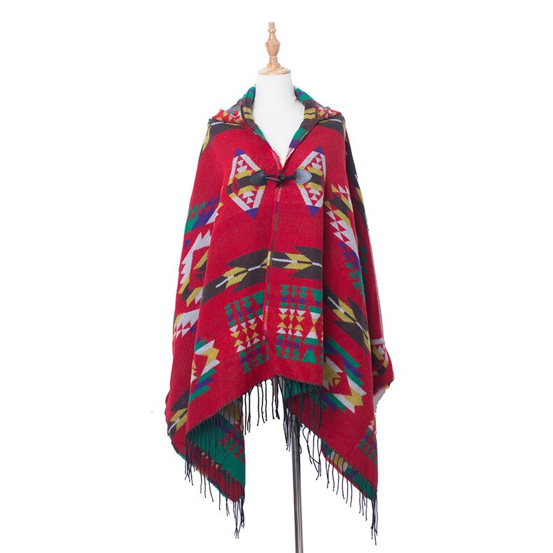 Etniske multifunktionelle boheme sjal tørklæde tribal frynser hættetrøjer stribede cardigans tæpper kappe sjal kvaster poncho frakke: 1