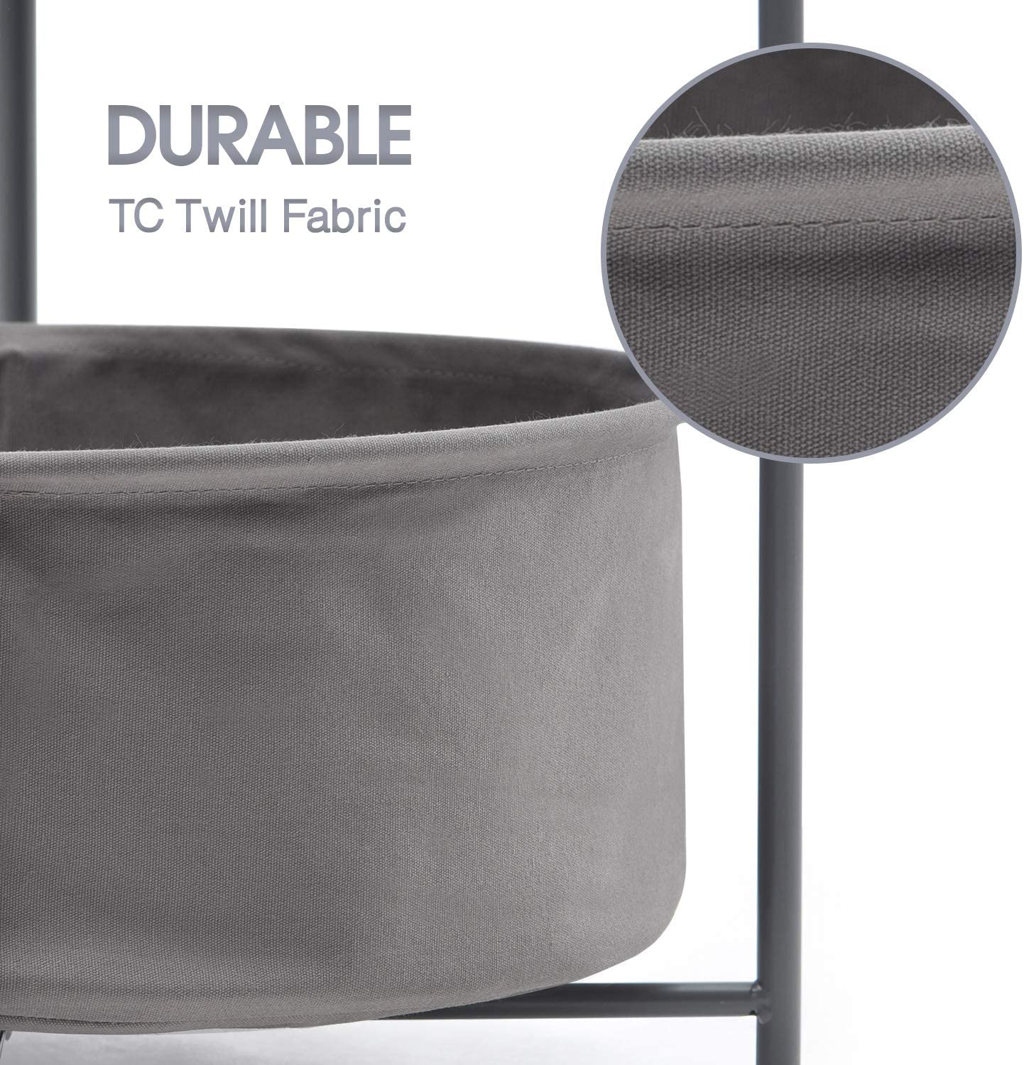 Coffee round table, metal bedside table, sofa side snack table, bedside table with removable tray top, fabric storage basket