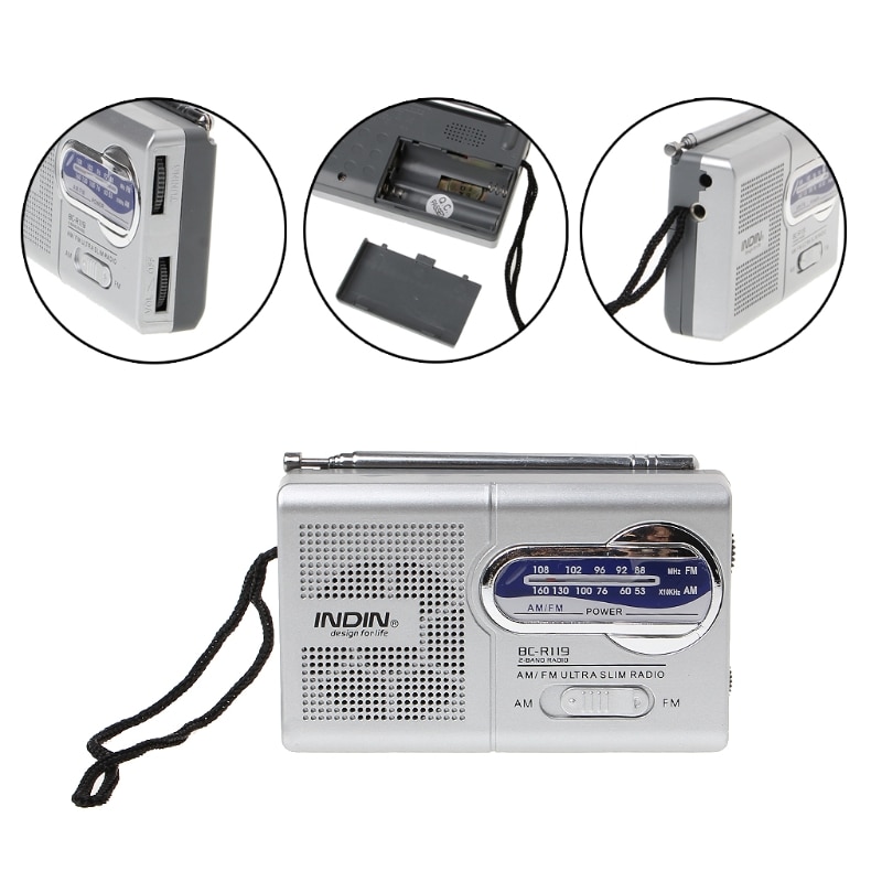 BC-R119 Draagbare Mini Radio 2-Band Am Fm Wereld Ontvanger Intrekbare Antenne Dc 3V