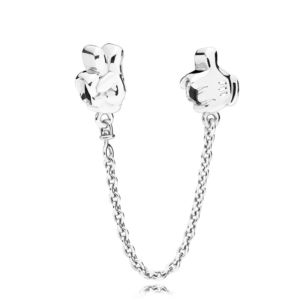 Original 925 sterling silver bead charm star safety chain rose gold suitable for brand female bracelet DIY jewelry: 797172