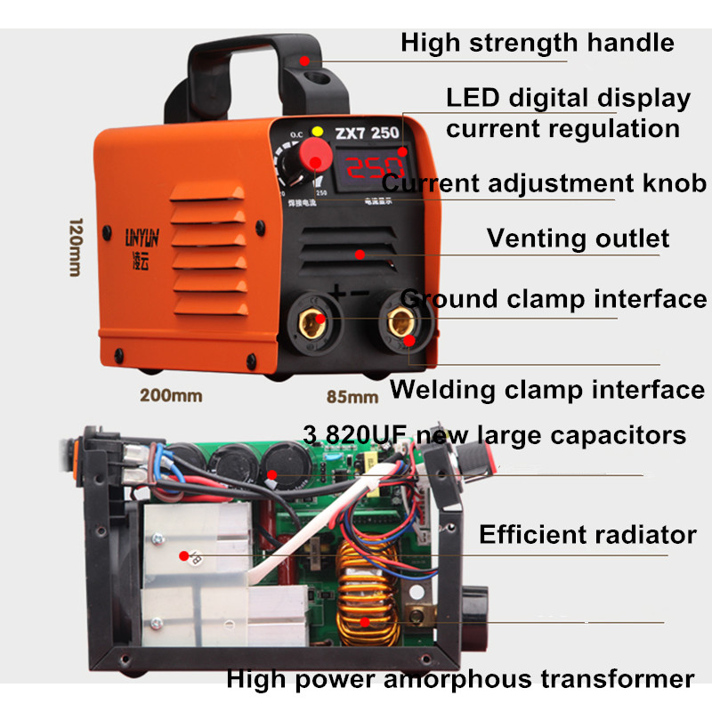 220V 250A Portable Inverter Welding Machines ZX7-250 Household Pure Copper IGBT Electricity Welderg Tool
