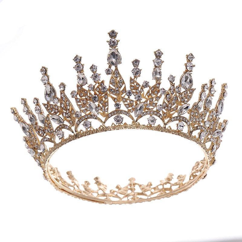 Diadema barroca Vintage con diamantes de imitación para mujer, Tiaras y coronas, accesorios para el cabello para novia y boda, joyería, tocados: Gold