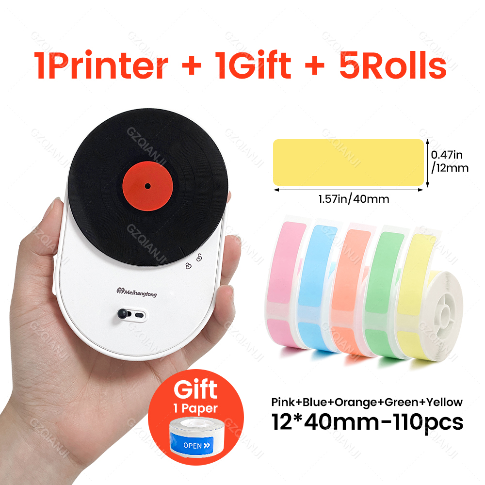 Wireless Bluetooth Portable Sticker Label Printers Mahcine Cable Labels Maker Printer Tape Office Home Indoor Outdoor Marking: Add 5 Color