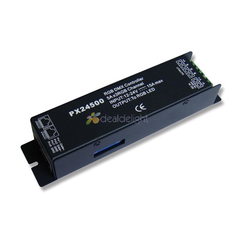PX24500 DMX512/1990 Controller 3 Channels for RGB LED Bulb Light Lamp DC 12V-24V